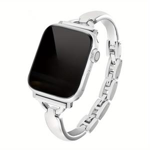 TEMU Apple Watch 38mm 40mm 41mm 42mm 44mm 45mm 49mm용 정교하고 심플한 얇은 시계 밴드 1개, iWatch Ultra SE 6 5 4 3 2 1 시리즈용, 여성용 사이즈 조절 교체용 팔찌, 주얼리 메탈 시계줄