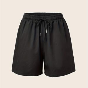 TEMU 여성용 여름 아이스 슬리키 섬유 원단 빠른 건조 반바지, 다재다능한 루즈 캐주얼 스포티 트렌디 비치 팬츠