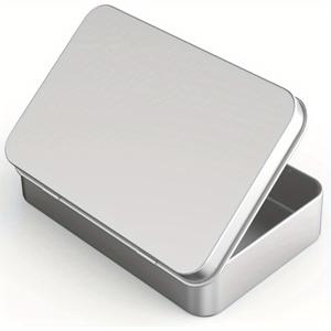 TEMU 1개 빈티지 스타일 직사각형 주석 상자 용기 - 다용도 플립형 뚜껑 금속 보관 상자, 방수 안되는 철제 소형 힌지 뚜껑 정리용 주석 상자, 9.4Cm X 6.1Cm X 2.29Cm - 실버