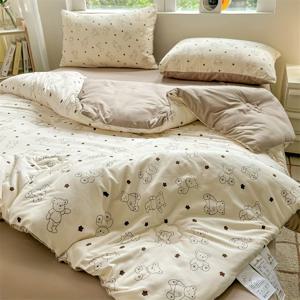 TEMU 3피스 초극세사 피부 친화적 따뜻한 이불 커버 세트, 1*두꺼운 이불 + 2*베개커버 (베개솜 미포함)