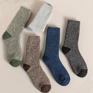 TEMU 보온 겨울 양말 5켤레 - 하이킹, 낚시용 포근하고 따뜻함 | 통기성 있는 폴리에스터 혼방 | 세탁기 사용 가능