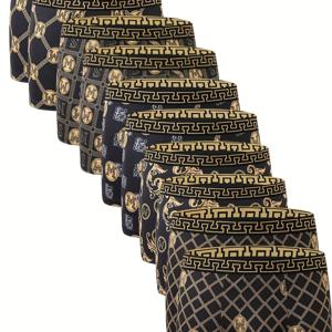 TEMU 남성용 복서 속옷 10개, 통기성 좋고 부드러운 고급스러운 블랙 골든, 캐주얼 복서 속옷 반바지, 편안하고 속건성이 좋은 반바지, 신축성 있고 내구성이 뛰어난 남성용 속옷