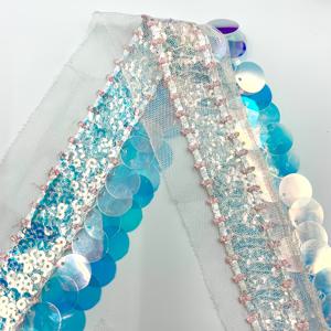 TEMU 2야드 시퀸 자수 튤 레이스 트림 - 무대 의상, 댄스웨어, 웨딩드레스용 / 스카이 / 컬러 옵션, 드레스, 페이지언트 의상, 프롬 드레스 장식용 반짝이는 프린지 트림