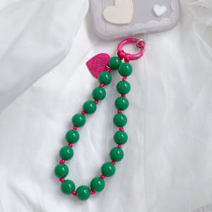 TEMU 1개 달콤하고 귀여운 하트 모양의 비즈, 리본 휴대폰 스트랩 액세서리, 고품질 다용도 가방 참