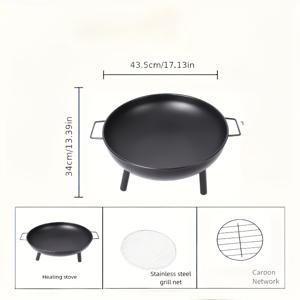 TEMU 접이식 야외 그릴 1세트, 야외 캠핑, 난방 및 기타 장면에 적합, 단단한 단열, 스테인리스 스틸 소재, 통합 손잡이, 이동 용이, 무료 네트 픽커, 탄소 메시, 불 가리개 및 기타 선물 포함