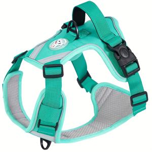 TEMU 반사 개 가슴 하네스. 조절 가능한 개 조끼 하네스, 쉬운 제어 핸들이 있는 반사 애완 동물 조끼, 소형에서 대형견에 적합