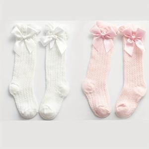 TEMU 신생아용 긴 양말 2켤레, 모기 방지 및 자유로운 착용감, 여름용 얇은 공주님 귀여운 아기 양말