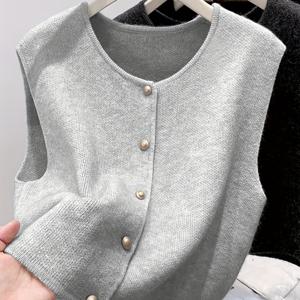 TEMU 앞 단추가 달린 타이 다이 스웨터 카디건 조끼, 세련되고 다재다능한 라운드넥 조끼