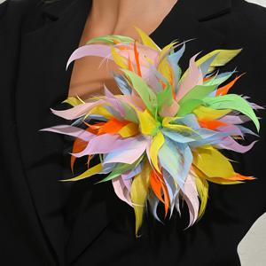 TEMU 1개 레트로 멀티컬러 인조 깃털 브로치 - 웨딩, 파티, 어머니날 선물용 화려한 덕빌 클립핀 | 고급스러운 여성 패션 액세서리