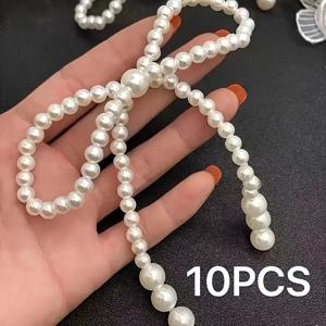 TEMU 10개 플라스틱 진주 리본 매듭 부케 장식 및 헤어 장식 - 다용도 장식