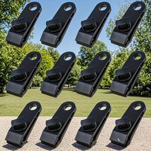 TEMU 내구성 있는 텐트 클립 12개 - 차양 및 햇빛가리개를 안전하게 고정하기 위한 재사용 가능한 야외 캠핑 고리. 고강도 및 경량 설계의 텐트 클립으로 가혹한 야외 환경에서의 사용에 적합