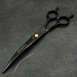 TEMU Wingsbro 7인치 블랙 전문가용 반려동물 미용 가위 1개, 곡선형 아치가위, 날카롭고 눌러붙지 않음, 반려동물 털 정리 및 미용용