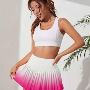 TEMU 패션 운동 그라데이션 스커트, 테니스, 러닝, 요가 등 운동 장면에 적합한 반바지 스커트|치마바지