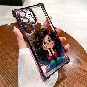 TEMU 고강도, 추가 보호 기능을 제공하는 아름다운 소녀 폰 케이스, 삼성 갤럭시 S24/S23/S22/A55/A54/노트 20/노트 10 및 기타 모델에 적합, 투명한 디자인, 충격 방지, 미끄럼 방지, 가벼움.