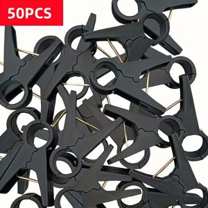 TEMU 재사용 가능한 블랙 정원 덩굴 클립 50개 - 덩굴식물, 채소, 오이, 고추 등을 위한 내구성 있고 가벼운 지지대 - 온실 및 야외 원예용으로 이상적인 식물 지지대 클립 | 다기능 식물 클립 | 안정적인 덩굴 고정, 정원 클립