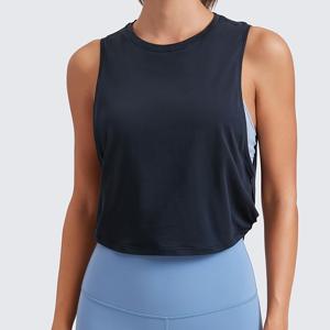 TEMU 여성용 경량 통기성 속건성 요가 조끼, 짧은 오픈워크 매듭 민소매 스모크, 피트니스 및 스포츠 탑|짐웨어