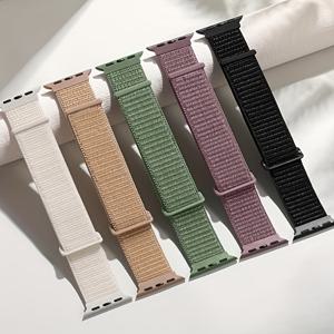 TEMU 애플워치 밴드 호환 5개입 멀티컬러 나일론 투루프 스트랩, 38mm-49mm 사이즈, 남녀공용 통기성 소프트 스포츠 루프 밴드, 조절 가능한 교체용 손목밴드 (iWatch 시리즈 10/9/8/7/6/5/4/3/2/1/SE/Ultra/2 호환)
