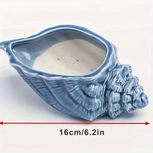 TEMU 매력적인 파란색 달팽이 세라믹 화분 - 다육 식물 및 선인장에 적합, 실내/실외 사용, 배수 구멍 포함, 가벼운 내구성 디자인, 홈 오피스 정원 장식에 이상적, 정원 장식 원예 선물 홈 데코