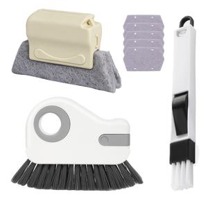 TEMU 8피스 다기능 문과 창문 트랙 청소 브러쉬 세트, 1개의 틈새 브러쉬와 쓰레받기, 2개의 트랙 브러쉬, 5개의 교체용 패드 포함 - 가정, 거실, 침실에 적합한 다용도 재사용 가능 도구 키트 - 청소 및 개학 준비에 이상적 (브러쉬 색상은 다를 수 있음)