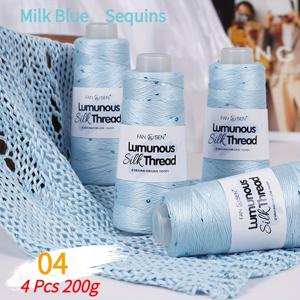 TEMU 텐셀 스팽글 얀, 4개입, 200G, 20가지 색상으로 얀 구매 가능, 스웨터, 가디건, 숄, 담요, 쿠션, 숄더백, 꽃다발 및 프로젝트 제작에 적합