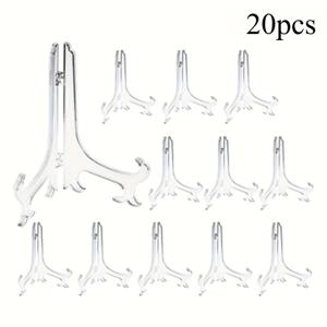 TEMU 20개, 투명 플라스틱 접시 3인치 투명 플라스틱 이젤 또는 스탠드 접시 홀더 디스플레이 사진 웨딩, 홈 데코, 생일, 테이블 장식