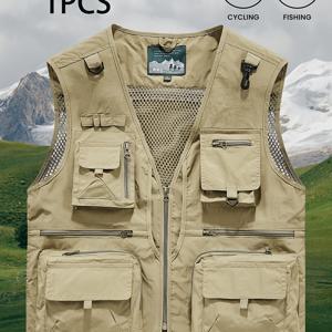 TEMU 다양한 포켓이 특징인 사진 작가를 위한 다용도 조끼. 촬영 감독, 뉴스 리포터, 그리고 낚시 등 야외 활동 중인 미디어 팀을 위해 설계되었습니다.