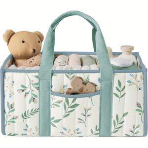 TEMU 플로럴 기저귀 캐디 정리함 1개, 기저귀 정리함, 필수품 및 기저귀 스테이션용, 차량용 기저귀 정리함, 샤워 및 장례식 명단용 필수품 자동차 여행 선물, 가정 침실 정리, 여행 및 휴가에 적합 (가방만).