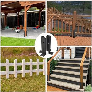 TEMU 조절 가능한 데크 기둥 앵커 브래킷 2개입 (1.5X1.5-2X2-2X4-4X4 기둥용), 고강도 금속 지지대 나무 울타리 및 정자용, 간편한 설치, 공간 절약형 디자인, 선물용으로 적합