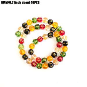 TEMU 1줄 천연석 구슬 조각된 한자 패턴 - DIY 비즈 스페이서, 6.8/8/10mm 사이즈, 팔찌 제작 및 선물용 액세서리