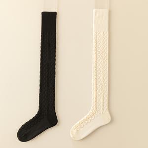 TEMU 2켤레 여성용 롱 삭스 케이블 체인 디자인 멀티컬러 패션 다용도 트렌디 오버 더 니즈 삭스 허벅지 삭스 데일리 웨어에 적합