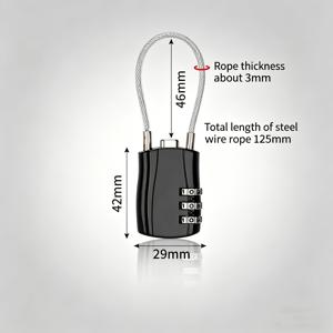 TEMU 3자리 와이어 숫자 조합 자물쇠, 와이어락, 걸쇠자물쇠. 야외용 헬멧 잠금장치, 수하물 스트랩 잠금장치, 소형 가정용 및 녹 방지 캐비닛 잠금장치에 적합