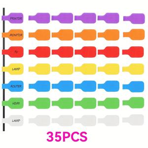 TEMU 35개/40개/70개 멀티컬러 대형 케이블 라벨, 자가 점착 마우스 및 키보드 코드 정리 태그 - 케이블, 자동차 키 및 식별 정리를 위한 재사용 가능한 전선 관리 도구
