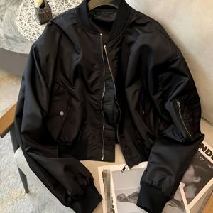 TEMU 블랙 가디건 여성용 숏 야구 유니폼 재킷 2025년 신상 봄/가을 아메리칸 루즈핏 스몰 재킷