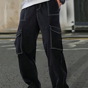 TEMU 남성용 카고 팬츠 - 캐주얼 루즈핏, 다기능 포켓 디자인, 포인트, 기계 세탁 가능, 봄, 가을, 겨울용, 일상 외출용, 크리스마스 선물을 위한 최고의 선택 중 하나, 1개