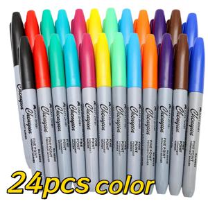 TEMU 24개 고품질 대용량 컬러 마커, 드로잉 펜, 극세필 12색 유성 마커, 미술 페인팅/다이어리 제목/공부용 표시용 다기능 펜, 선명한 색상, 번짐 방지 | 속건성, 방수, 1mm - 스타일리시한 디자인, 학용품, 사무실, 선물 포장용으로 적합, 윤곽선 및 표시용 드로잉 펜, 14세 이상용 | 크리스마스 | 할로윈 | 휴일 선물