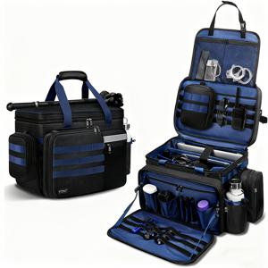 TEMU 초대형 아웃도어 기어 가방 - 자동차 앞좌석 정리용 MOLLE 파우치 & 15.6인치 노트북 수납공간, 다용도 토트백 (업무, 여행, 캠핑, 도구, 일상 보관용), 내구성 디자인, 블랙