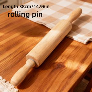TEMU 원목 손잡이 롤링핀 - 길이 14.96인치 / 내구성과 부드러움을 위한 긴 손잡이 디자인 / 베이킹 및 반죽 가공에 필수적이며 피자, 파스타 등 다양한 재료에 적합 - 논스틱 및 세척 용이