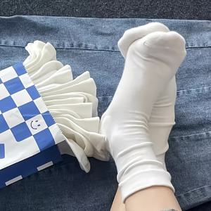 TEMU 여성용 올 시즌 화이트 양말 6켤레, 심리스, 다용도 크림색 미드 카프 양말, 부드럽고 피부 친화적인 산후 양말, 푹신한 양말, 부드럽고 포근한 일본 스타일 긴 양말