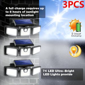 TEMU 3개 세트 상업용 태양광 벽걸이 야외조명, 야외 모션센서 야드조명 벽등 비상등, 무선 태양광 센서등, 광각 조명 차고등, 사계절 사용 가능, 야외 거리, 마당, 정원 등에 적합