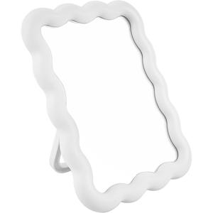 TEMU 핑크 앤 화이트 인싸템 플라스틱 데스크탑 거울, 캔디 컬러, 귀여운 만화 단면 메이크업 거울