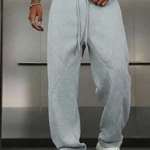 TEMU 남성 캐주얼 스포츠 긴 바지, 뉴 아메리칸 스타일 레그 트라우저, 레트로 패셔너블 힙합 바지, 탄성 허리 가을/겨울 남성 긴 바지, 스타일리시 패치워크 디자인, 크리스마스 스트리트 스타일, 데일리 출퇴근에 적합