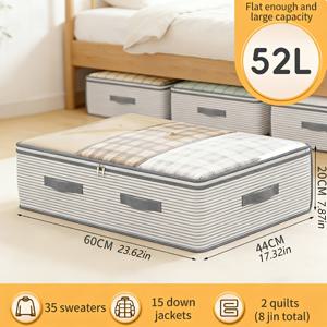 TEMU 대용량 수납 정리 가방 - 튼튼한 부직포 소재, 투명 창문 포함, 다층 의류 수납 상자, 옷장, 침대 밑, 여행용 - 공간 절약형 수직 수납, 여성 패션, 침실, 가정용 - 우아한 모던 디자인