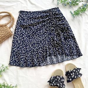 TEMU ZD1127241 서부 스프링/여름 휴가, 휴일, 데이트, 오후 티, 휴가, 뮤직 페스티벌, 스타일 축제 모임 파티에 적합한 작은 플로럴 프린트 지퍼 드로스트링 러플 미니 스커트