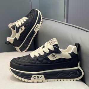 TEMU 남성용 두꺼운 밑창 레이스업 스니커즈 - 레트로 스트리트웨어 청키 플랫폼 신발, 미끄럼 방지 PVC 아웃솔, 쿠션 처리로 일상 및 야외 활동에 적합 - 로우탑 운동화