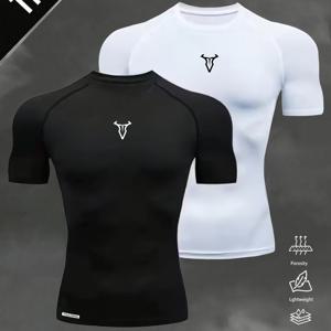 TEMU 남성용 클래식 캐주얼 원피스 티셔츠, 남성용 크루넥 반팔 스포츠 티셔츠, 높은 신축성, 피부 친화적, 통기성, 속건성 원단, 피트니스, 스포츠, 운동, 사이클링, 조깅 등에 적합, 세탁이 쉬운 데일리 캐주얼웨어용