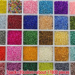TEMU 17800 고품질 유리 씨앗 구슬 - 2mm 장식용 쌀알 구슬, 30가지 생생한 색상. DIY 주얼리 제작, 우정 팔찌, 목걸이, 귀걸이, 공예에 적합. 수제 및 선물 프로젝트용 구슬, 아트 비드 디자인, 균일한 크기 구슬, 주얼리 제작용 구슬. 할로윈 선물 세트 (엄마와 친구를 위한)