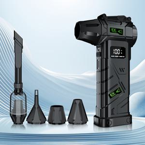 TEMU XZXY EX-01 150000RPM 터보 강력 휴대용 선풍기 블로어 진공 청소기 2 in 1 전동 4단계 고속 강력 바람 200W 고출력 충전식 무선 에어 먼지떨이 흡입 LED 디스플레이 LED 라이트 다중 속도 조절 휴대용 키보드 청소기