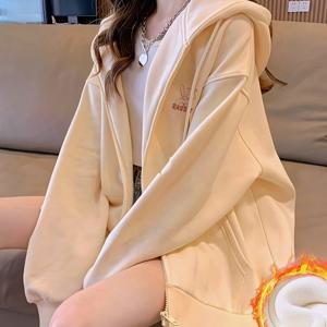 TEMU 여성 가을 겨울 캐주얼 루즈핏 후드 기모 점퍼