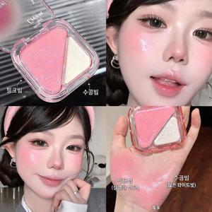 TEMU 투톤 멀티 크림 블러셔 (틴트//블러셔/아이섀도우) 자연스러운 발색 쉬운 블렌딩 오일 블러셔