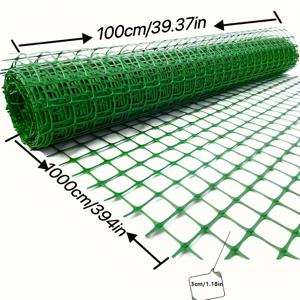 TEMU 고강도 두꺼운 초록색 사각형 플라스틱 메쉬 1롤 - 100cm*1000cm 격자형 구조 펜스, 가금류 닭장, 정원 덩굴식물, 임시 프로젝트용, 내구성 있는 야외용 그물, 야외 펜스 패널, 덩굴식물 지지대